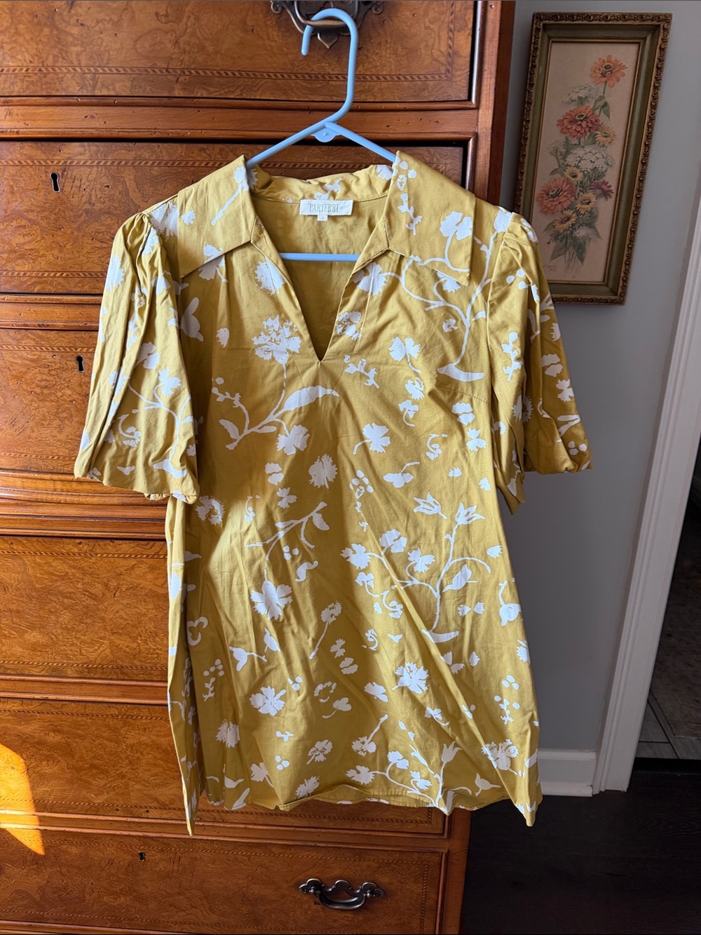 NWOT Yellow Floral V-Neck Tunic Dress